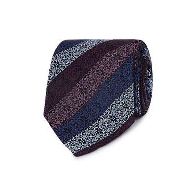 Jeff Banks Purple geometric floral silk tie